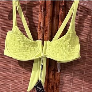 Zaful Lime Green/Yellow Bikini Top